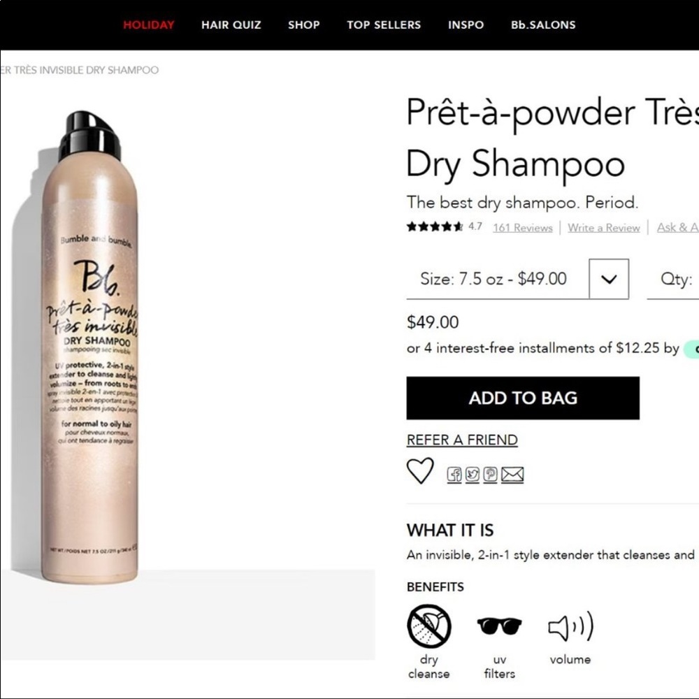 Bumble and Bumble dry shampoo